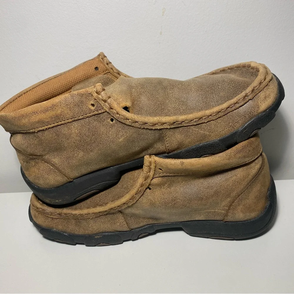 Twisted X Driving Moccasins Youth Size 2.5 M Brown Leather Chukka Boots YDM0001